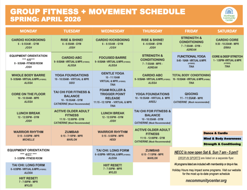 NECC April F&M Schedule - 2026